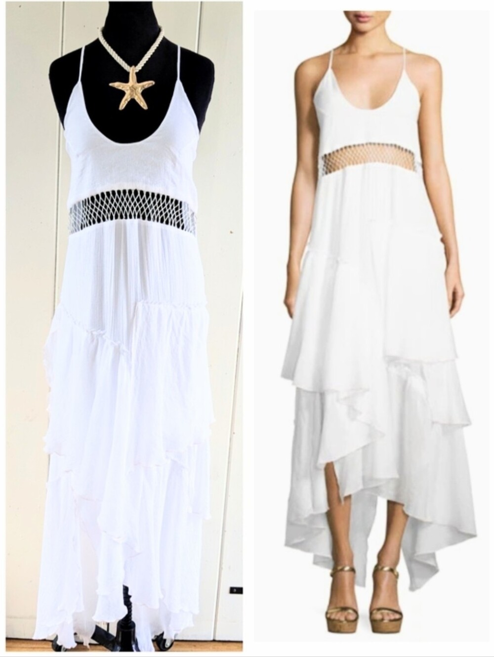 🌴Suboo Layered Boho Dress with Mesh Waist sz 4
